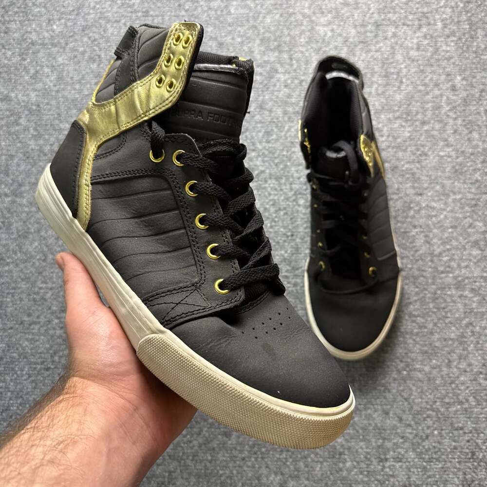 Supra Skytop NS High-Top Sneakers Black and Gold